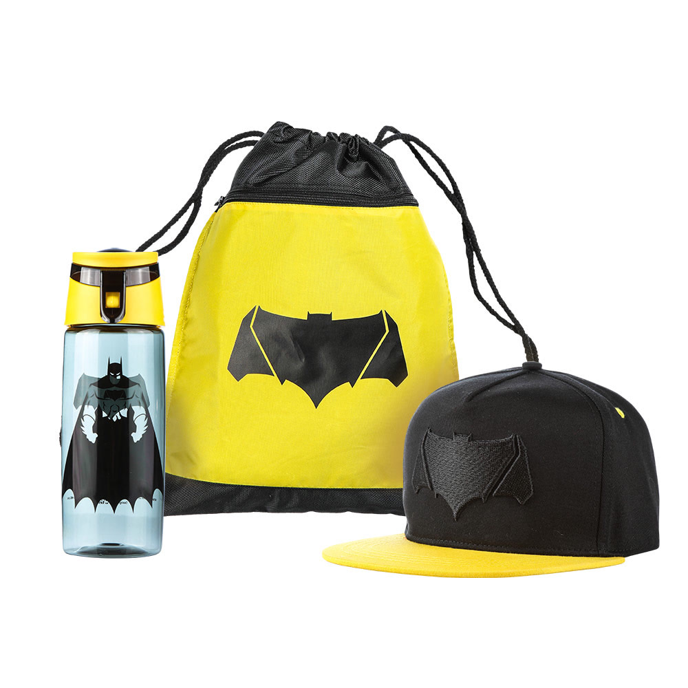 正义联盟正版蝙蝠侠运动三件套 水杯背包帽子
