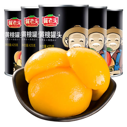 【罐老头】黄桃罐头 新鲜砀山糖水水果罐头425g*5罐