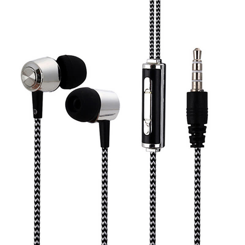 Facroo A13电镀入耳式耳机 编织线耳麦 重低音线控带麦手机耳塞