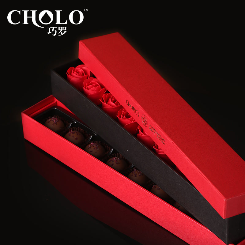 （月光宝盒）巧罗纯可可脂黑巧克力玫瑰花礼盒装生日创意礼物包邮