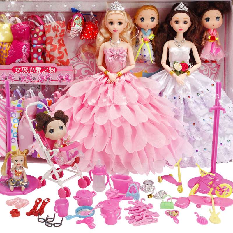 芭比娃娃套装 会说话的女孩公主礼盒别墅城堡婚纱洋娃娃儿童玩具