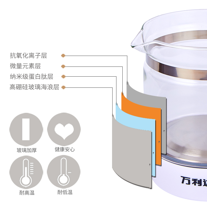 养生壶 智能家用办公多功能一体煮茶壶 高硼硅玻璃烧水花茶养生壶