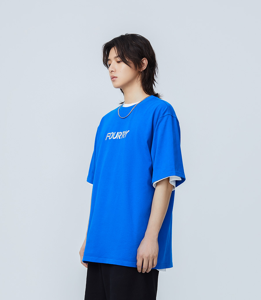 FOURTRY宝蓝色前胸炫彩LOGO T恤 21SS01BL02X