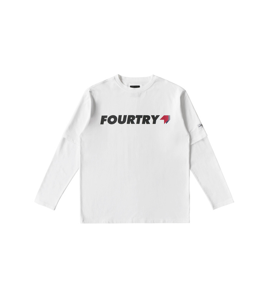 【青春有你3同款】logo款假两件长袖T恤 男女同款BYX BY FOURTRY