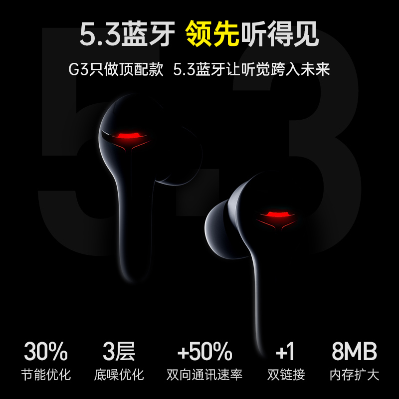 联想击音【蓝牙5.3+10级抗风噪通话+4麦克】双模式游戏蓝牙耳机G3